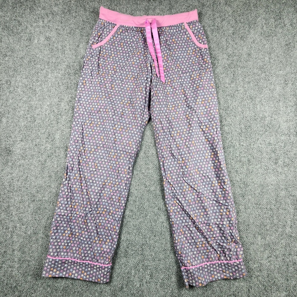 Victoria's Secret Star Print Pajama Pants XS Grey Pink Cotton Modal Sleepwear
